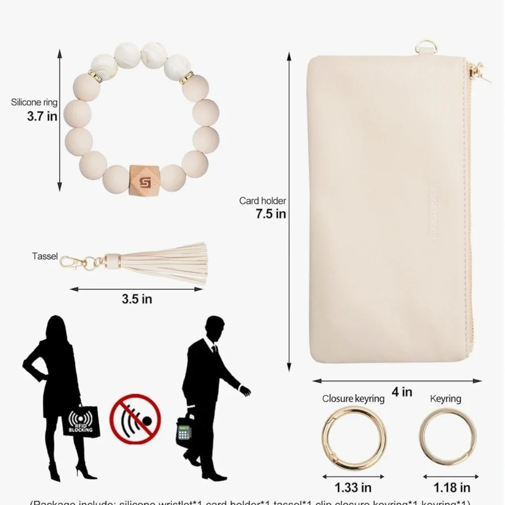 Silicone Bracelet Wristlet Wallet Credit Card Holder RFID,ID Window wallet